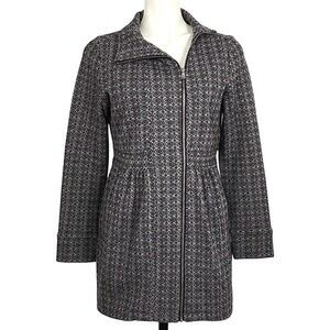 Telluride Clothing Co. Women's Grey Geometric Wool Blend Zip Front Coat M